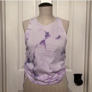 Purple Tie-Dye Tank Top w/ Rushed Side Detail